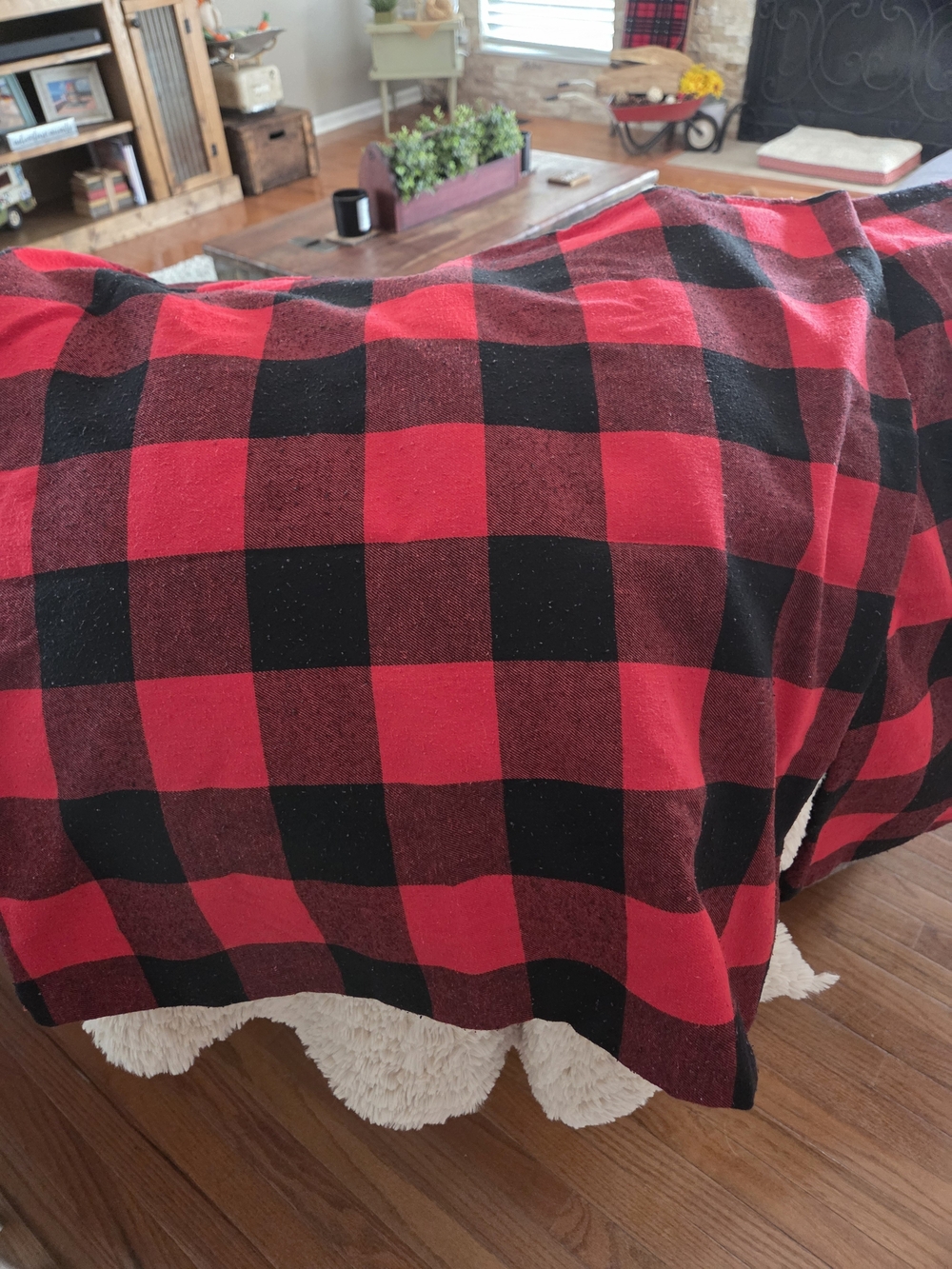 Festive Buffalo Check Holiday Pillow Covers 24x24 - Red & Black